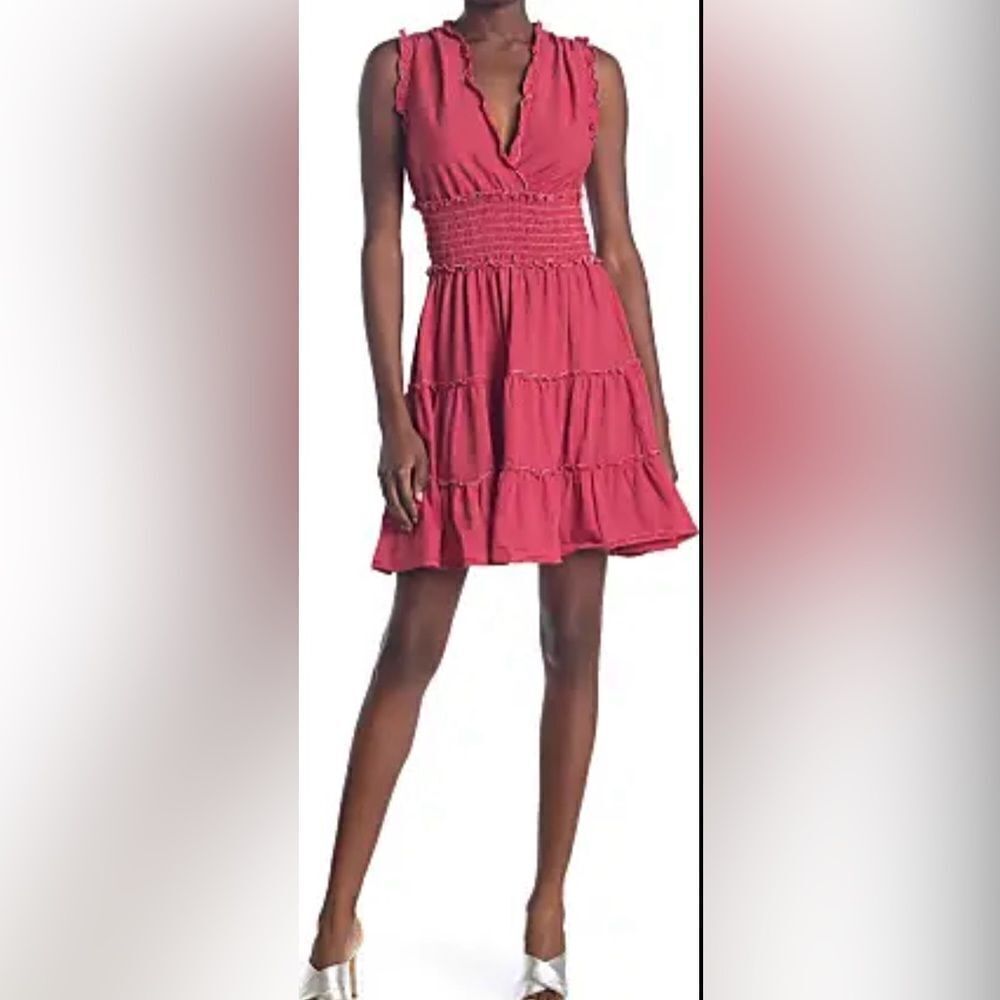 Max studio red tried v neck sundress